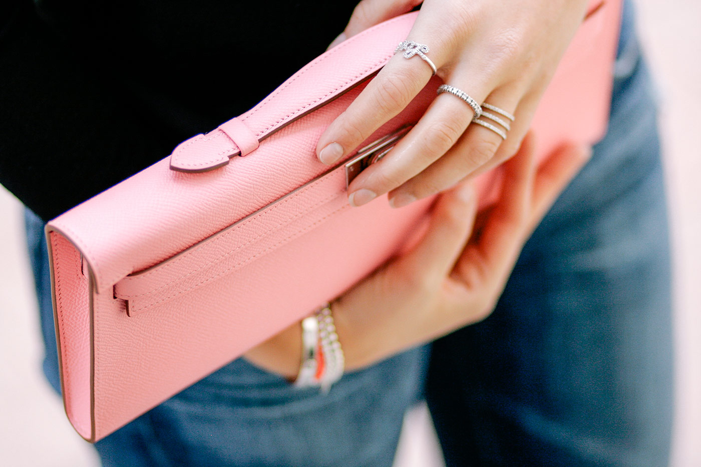 Kelly cut clutch leather clutch bag Hermès Pink in Leather - 18122805